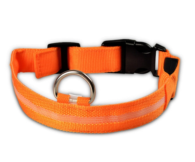 Nylon LED Pet Dog Luminous Collar Night Safety Flashing Glow in Dark Dog Cat Leash Adjustable Pet Supplies - Minerva Mart