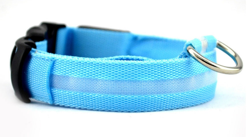 Nylon LED Pet Dog Luminous Collar Night Safety Flashing Glow in Dark Dog Cat Leash Adjustable Pet Supplies - Minerva Mart