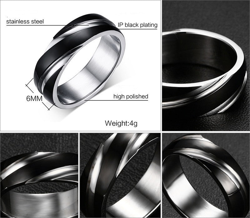 Black Titanium Steel Twill Men's Ring - Minerva Mart