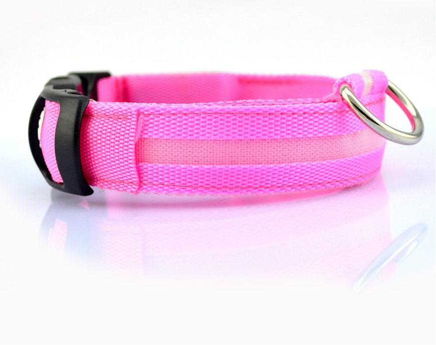 Nylon LED Pet Dog Luminous Collar Night Safety Flashing Glow in Dark Dog Cat Leash Adjustable Pet Supplies - Minerva Mart