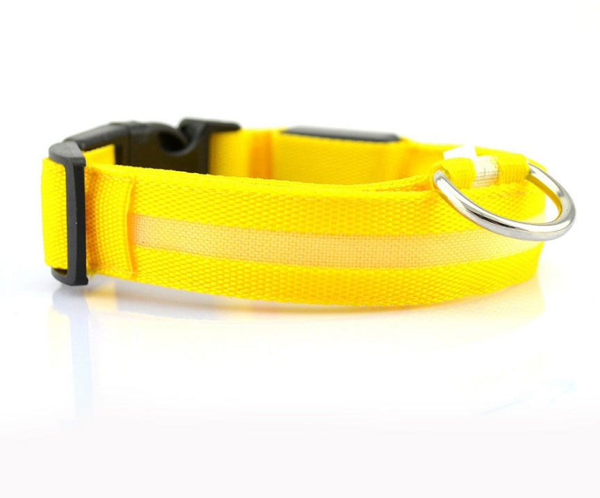 Nylon LED Pet Dog Luminous Collar Night Safety Flashing Glow in Dark Dog Cat Leash Adjustable Pet Supplies - Minerva Mart