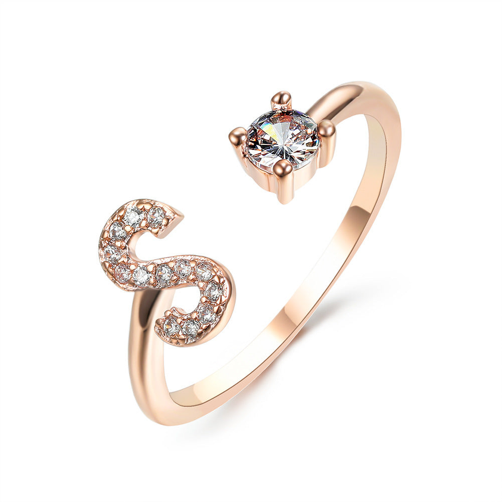 Personalized Initial Letter Ring - Dainty Adjustable Alphabet Jewelry for Women - Minerva Mart