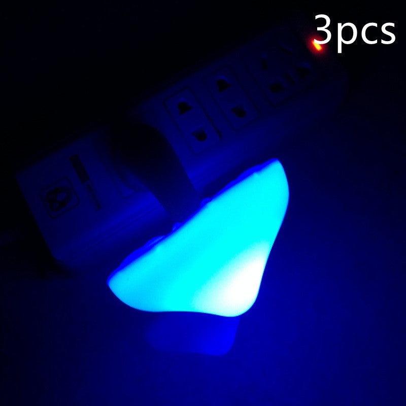 LED Night Light Mushroom Wall Socket Lamp EU US Plug Warm White Light-control Sensor Bedroom Light Home Decoration - Minerva Mart