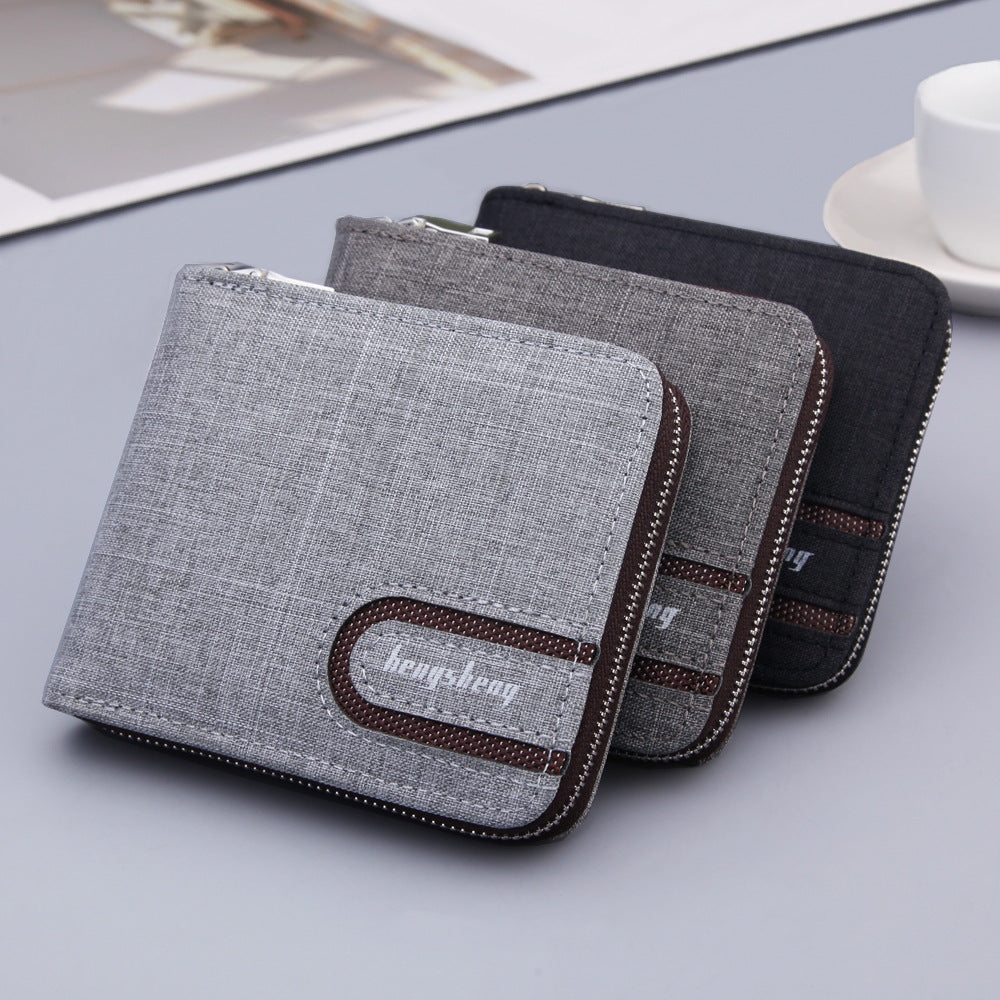 Men’s Canvas Short Wallet – Multifunctional & Compact