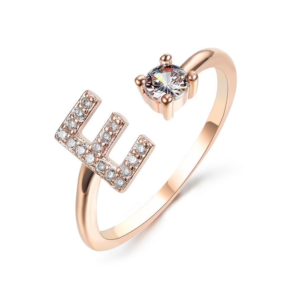 Personalized Initial Letter Ring - Dainty Adjustable Alphabet Jewelry for Women - Minerva Mart