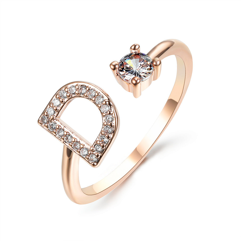 Personalized Initial Letter Ring - Dainty Adjustable Alphabet Jewelry for Women - Minerva Mart