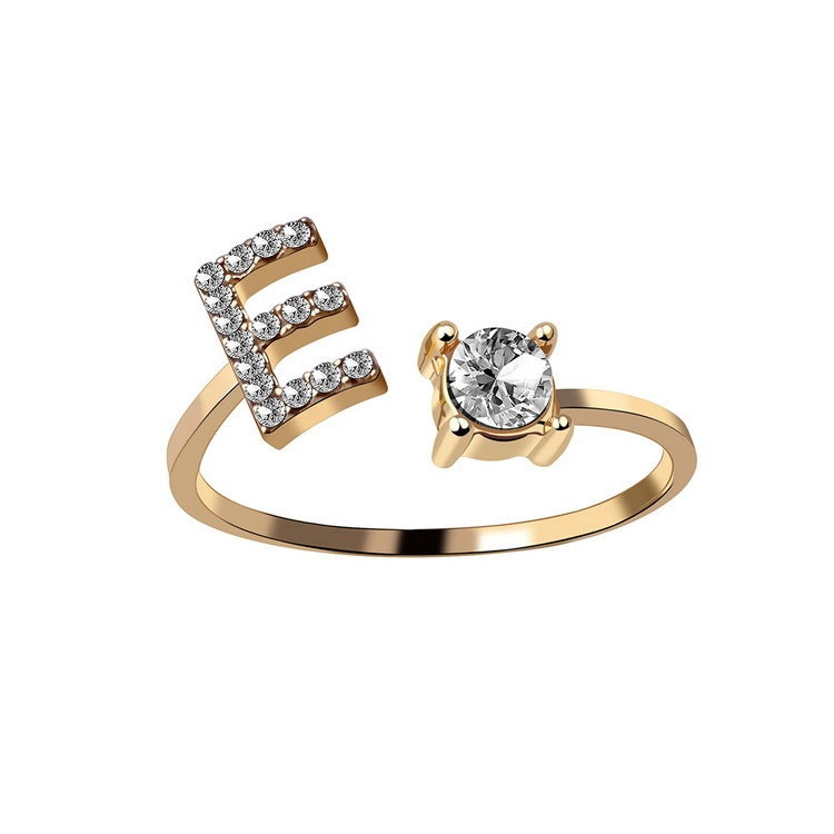 Personalized Initial Letter Ring - Dainty Adjustable Alphabet Jewelry for Women - Minerva Mart