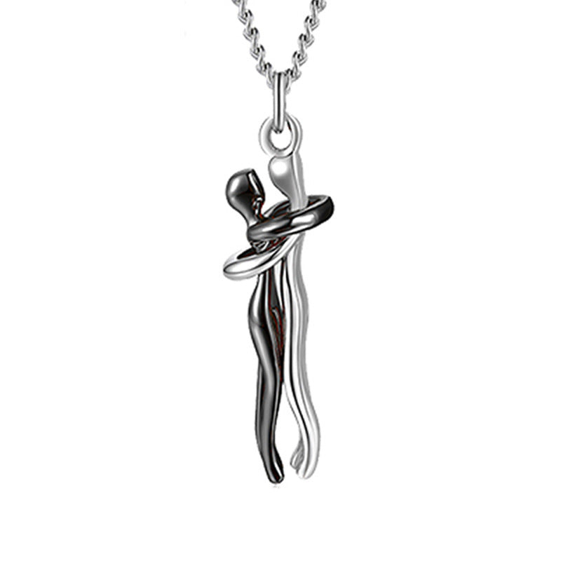 Love Hug Couple Necklace Set – Matching His & Hers Interlocking Pendant Chains - Minerva Mart