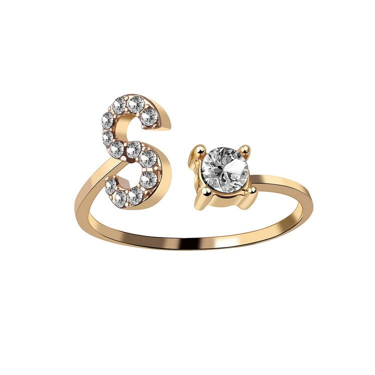 Personalized Initial Letter Ring - Dainty Adjustable Alphabet Jewelry for Women - Minerva Mart