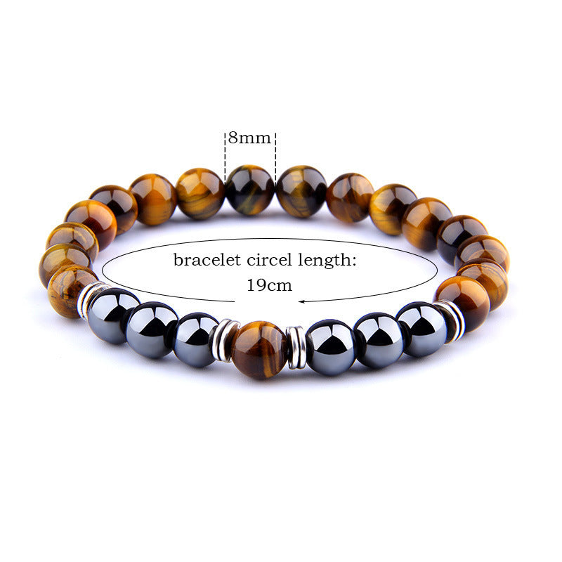 Yellow Tiger Eye Bracelet for Men & Women – Explosion Style Obsidian Beads with Alloy Separators - Minerva Mart