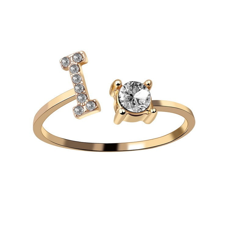 Personalized Initial Letter Ring - Dainty Adjustable Alphabet Jewelry for Women - Minerva Mart