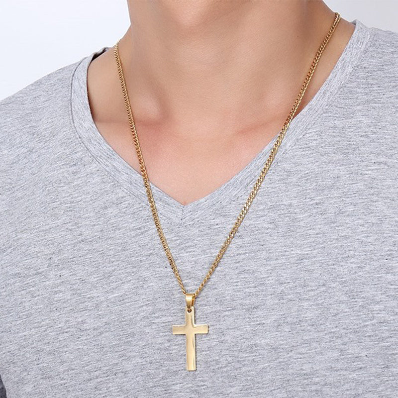 Men’s Classic Cross Pendant – Stainless Steel Fashion Necklace