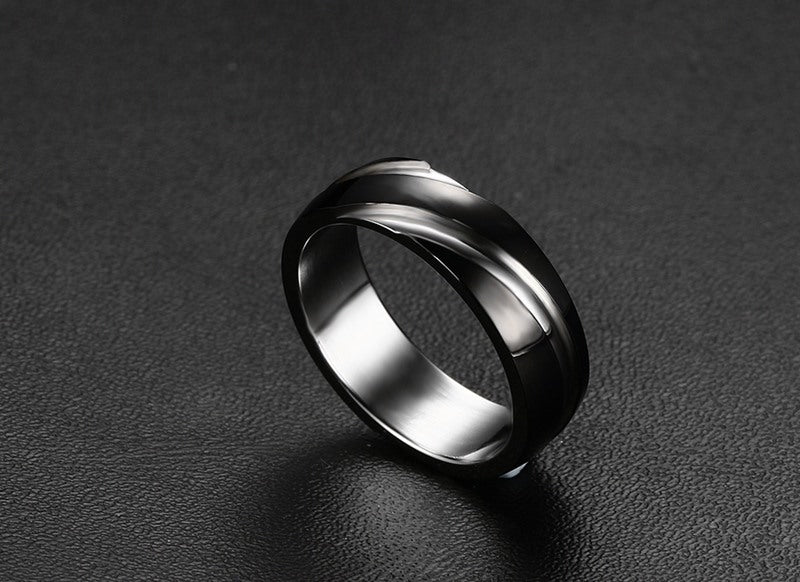 Black Titanium Steel Twill Men's Ring - Minerva Mart