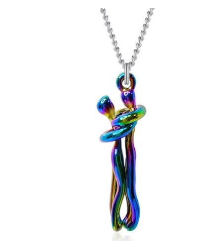 Love Hug Couple Necklace Set – Matching His & Hers Interlocking Pendant Chains - Minerva Mart