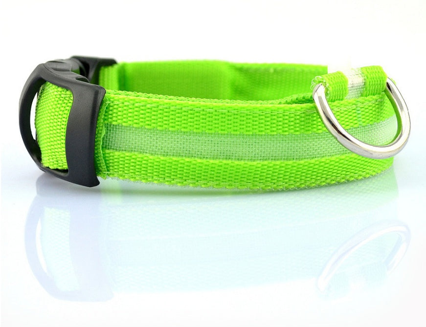 Nylon LED Pet Dog Luminous Collar Night Safety Flashing Glow in Dark Dog Cat Leash Adjustable Pet Supplies - Minerva Mart