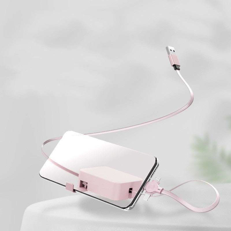 4-in-1 Retractable USB Cable – Macaron Color Charging Cord for iPhone, Type C, Micro USB - Minerva Mart