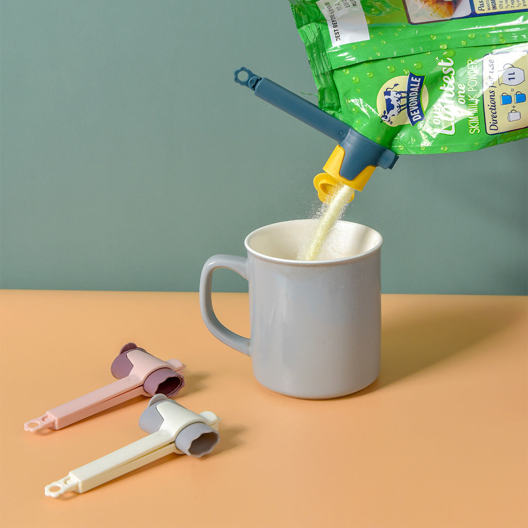 Food Sealing Clip with Spout – Easy-Pour Plastic Clip for Snacks, Milk Powder & More