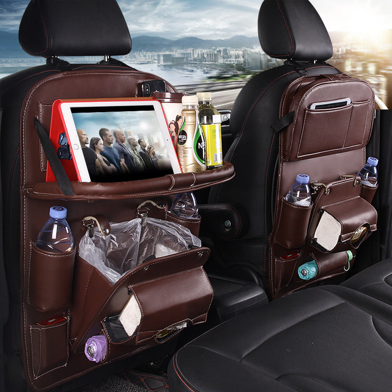 PU Leather Car Seat Organizer – Waterproof & Multifunctional Backseat Storage