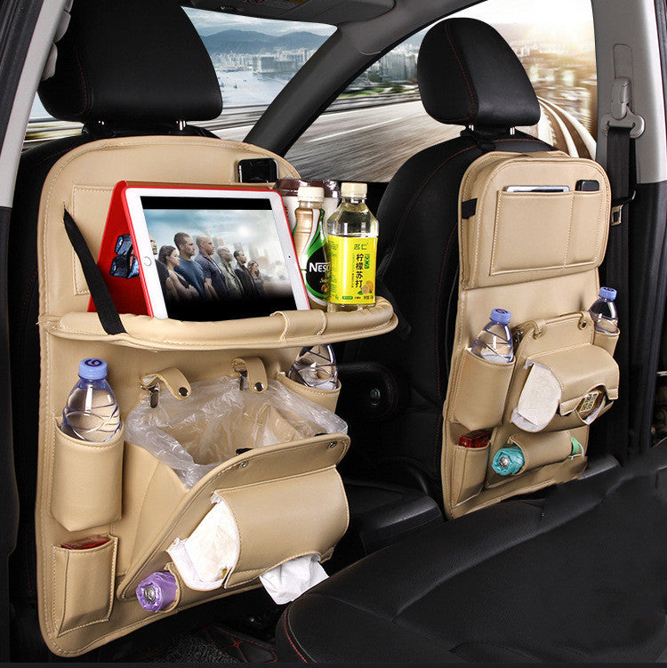 PU Leather Car Seat Organizer – Waterproof & Multifunctional Backseat Storage