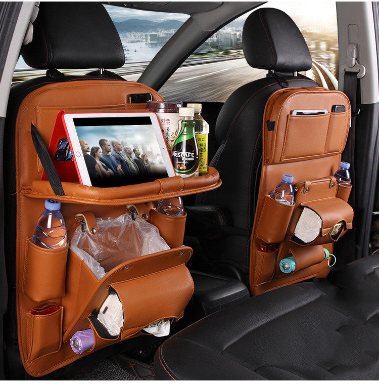 PU Leather Car Seat Organizer – Waterproof & Multifunctional Backseat Storage