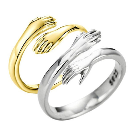 Alloy Simple Hands Hug Ring Opening Adjustable Jewelry - Minerva Mart