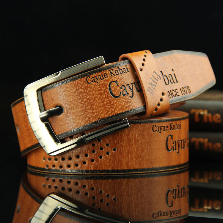 Men’s Retro Hollow Pin Buckle Belt – Casual Style
