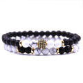 Natural Stone Bracelet Set with Micro-Inlaid Zircon – Elegant Layered Look