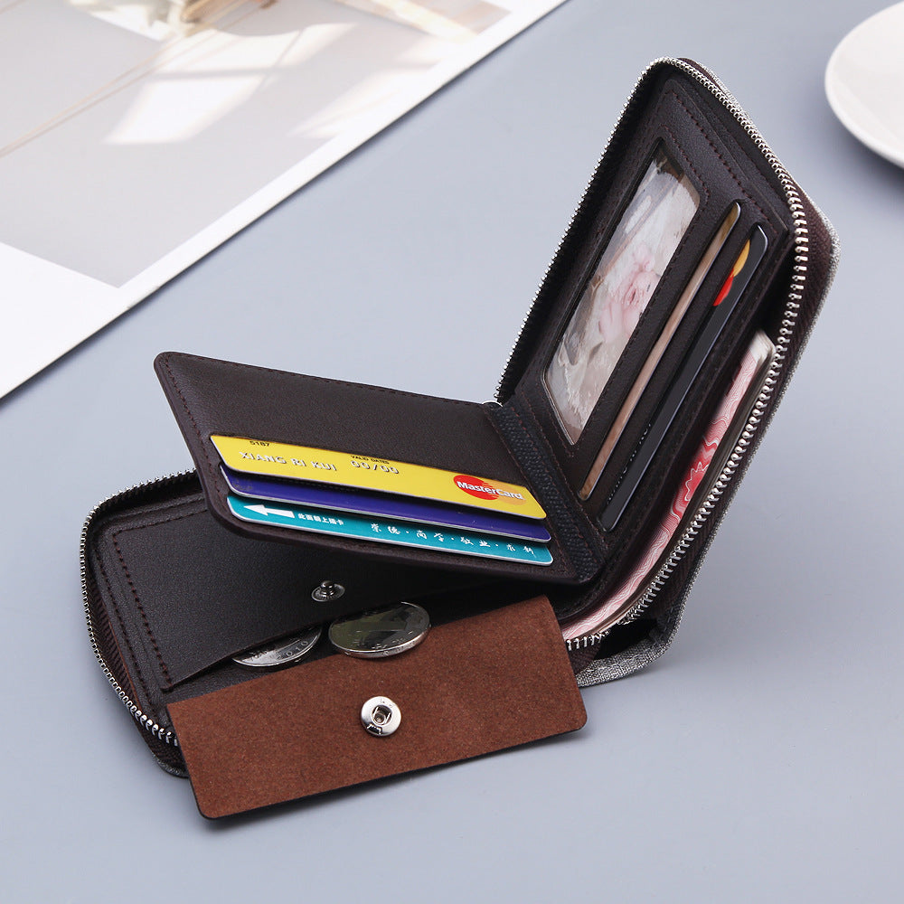 Men’s Canvas Short Wallet – Multifunctional & Compact