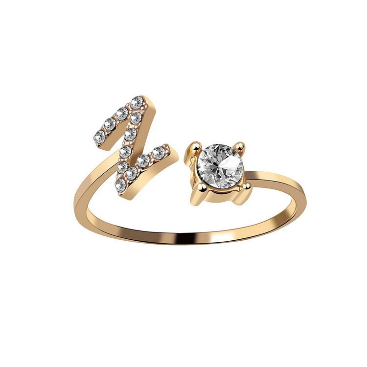 Personalized Initial Letter Ring - Dainty Adjustable Alphabet Jewelry for Women - Minerva Mart