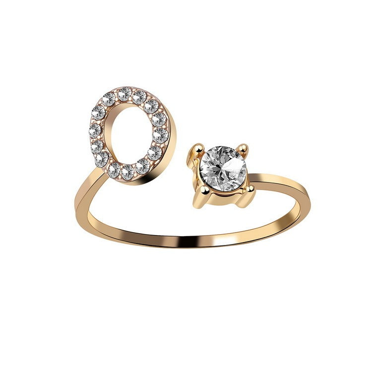 Personalized Initial Letter Ring - Dainty Adjustable Alphabet Jewelry for Women - Minerva Mart