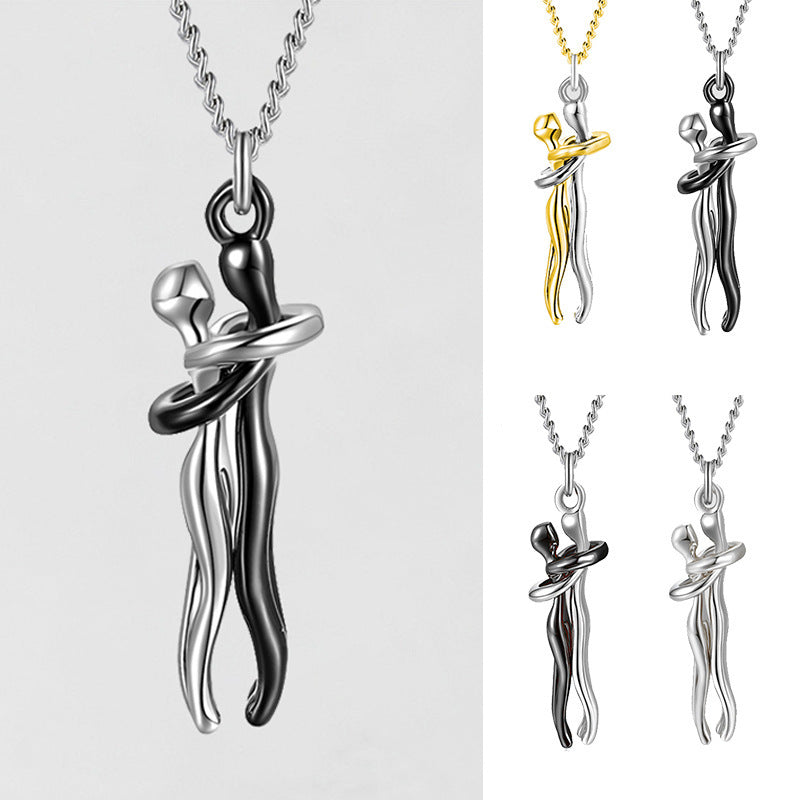 Love Hug Couple Necklace Set – Matching His & Hers Interlocking Pendant Chains - Minerva Mart