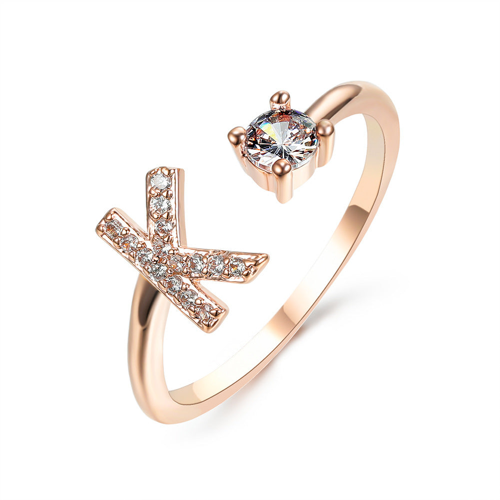 Personalized Initial Letter Ring - Dainty Adjustable Alphabet Jewelry for Women - Minerva Mart