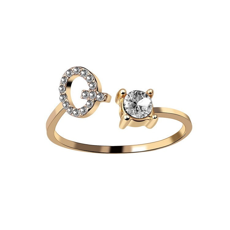 Personalized Initial Letter Ring - Dainty Adjustable Alphabet Jewelry for Women - Minerva Mart