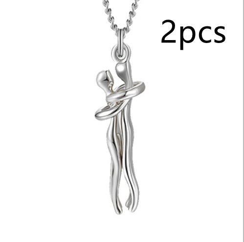 Love Hug Couple Necklace Set – Matching His & Hers Interlocking Pendant Chains - Minerva Mart