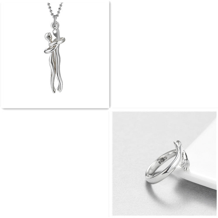Love Hug Couple Necklace Set – Matching His & Hers Interlocking Pendant Chains - Minerva Mart