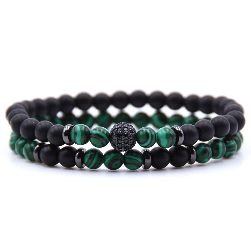 ✨ Micro-Inlaid Zircon & 6mm Natural Stone Beaded Bracelet