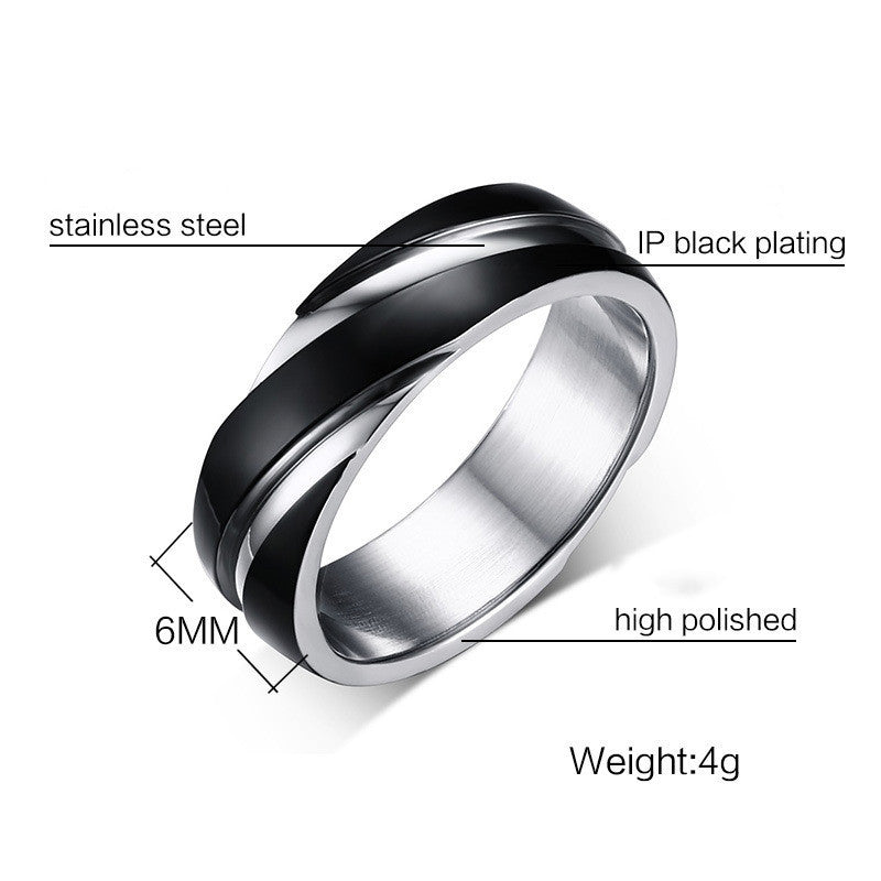 Black Titanium Steel Twill Men's Ring - Minerva Mart