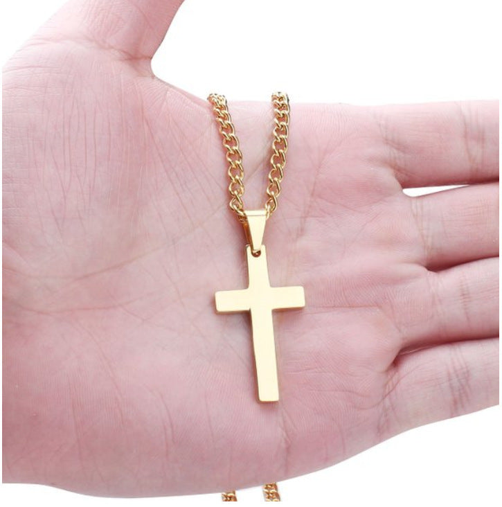 Men’s Classic Cross Pendant – Stainless Steel Fashion Necklace