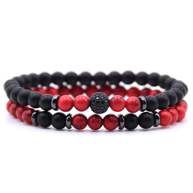 ✨ Micro-Inlaid Zircon & 6mm Natural Stone Beaded Bracelet
