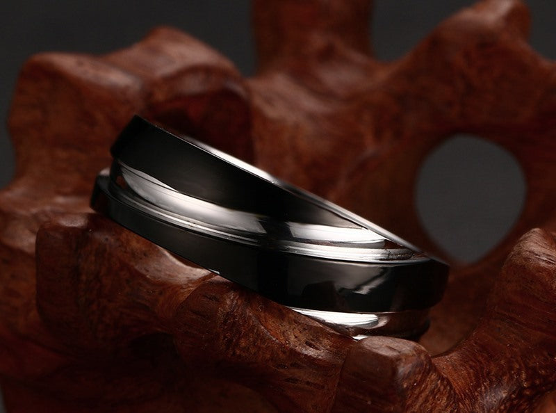 Black Titanium Steel Twill Men's Ring - Minerva Mart