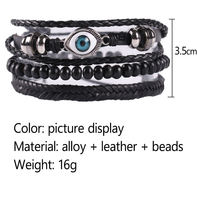 Braided leather cord brown eye bracelet - Minerva Mart