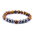 Yellow Tiger Eye Bracelet for Men & Women – Explosion Style Obsidian Beads with Alloy Separators - Minerva Mart