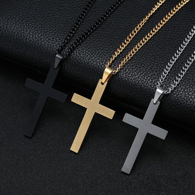 Men’s Classic Cross Pendant – Stainless Steel Fashion Necklace