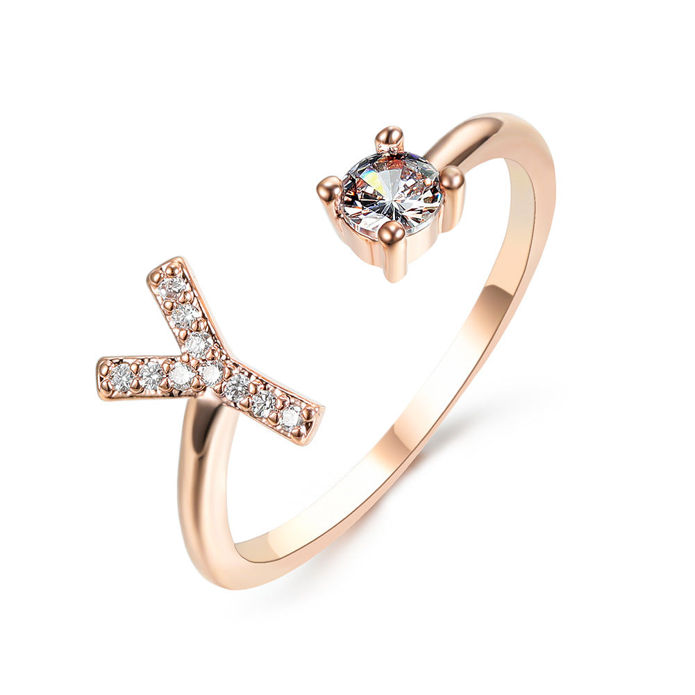 Personalized Initial Letter Ring - Dainty Adjustable Alphabet Jewelry for Women - Minerva Mart