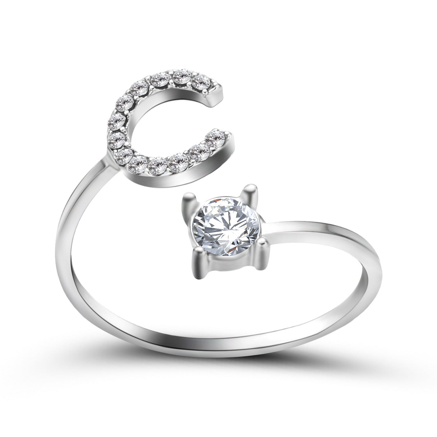Personalized Initial Letter Ring - Dainty Adjustable Alphabet Jewelry for Women - Minerva Mart