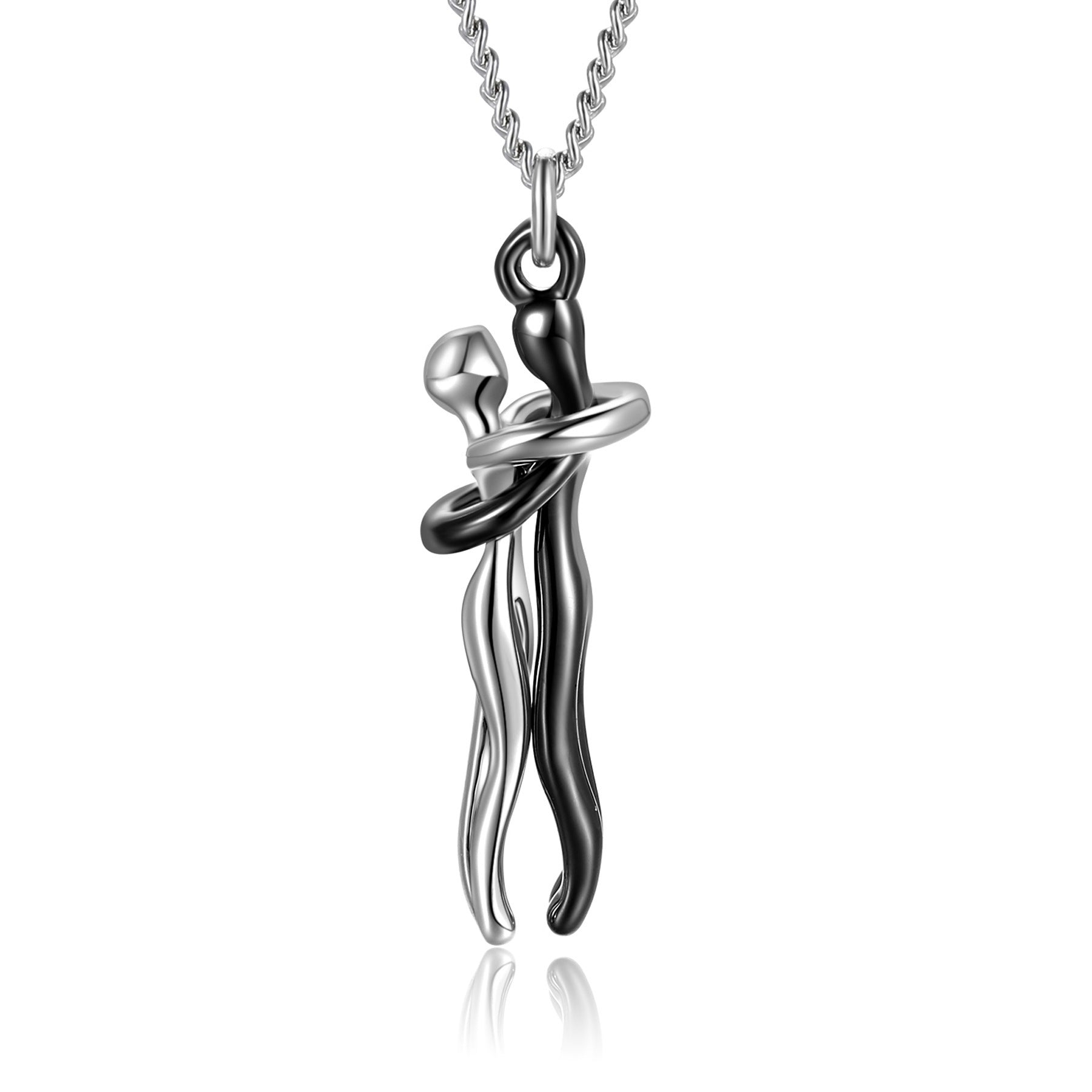 Love Hug Couple Necklace Set – Matching His & Hers Interlocking Pendant Chains - Minerva Mart
