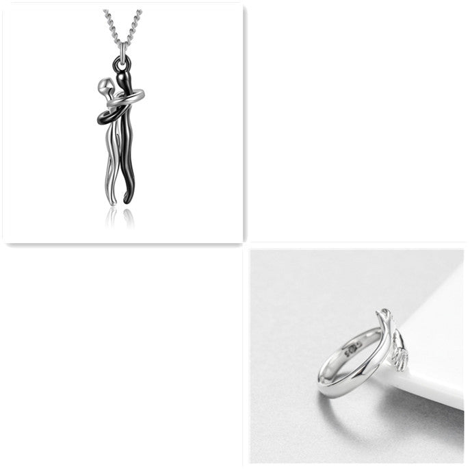 Love Hug Couple Necklace Set – Matching His & Hers Interlocking Pendant Chains - Minerva Mart
