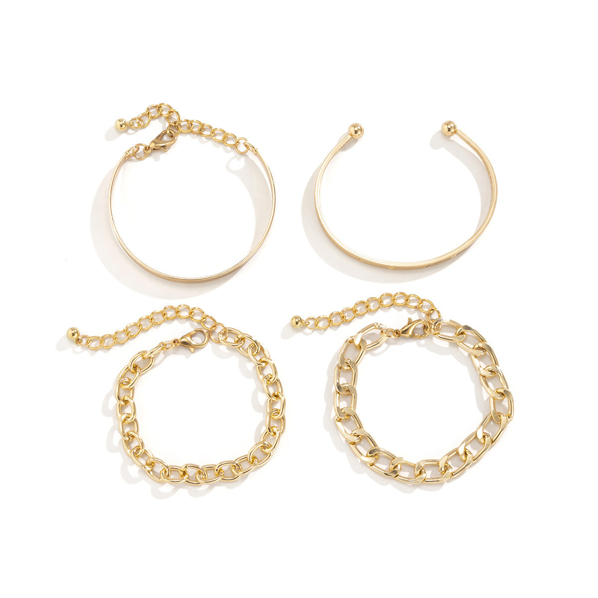 Simple & Smooth C-Shaped Hollow Chain Bracelet Set