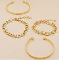 Simple & Smooth C-Shaped Hollow Chain Bracelet Set