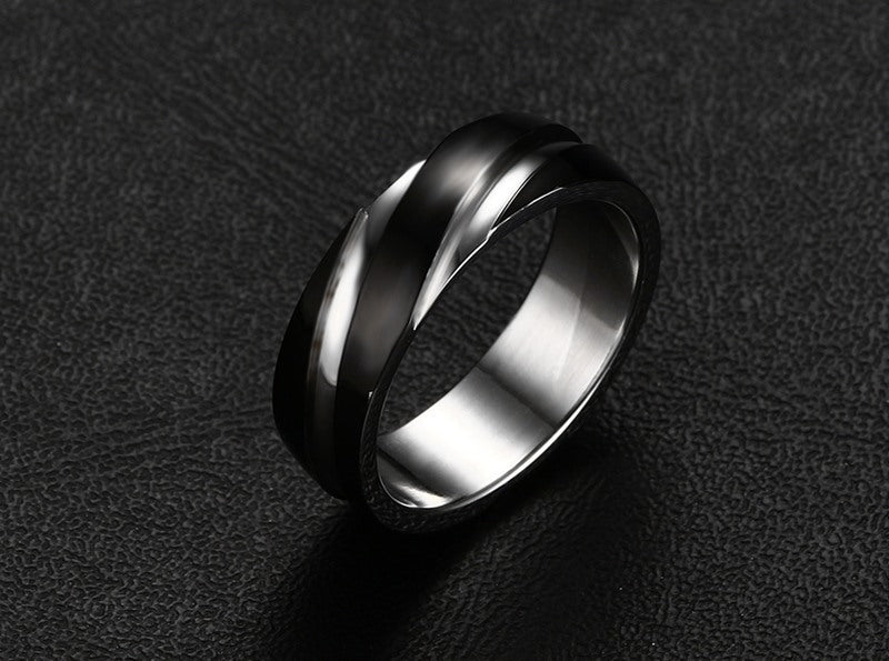 Black Titanium Steel Twill Men's Ring - Minerva Mart